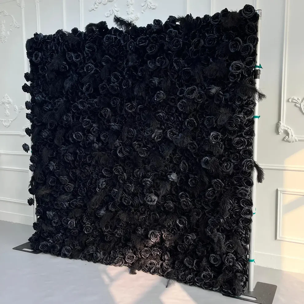 black rose photo wall